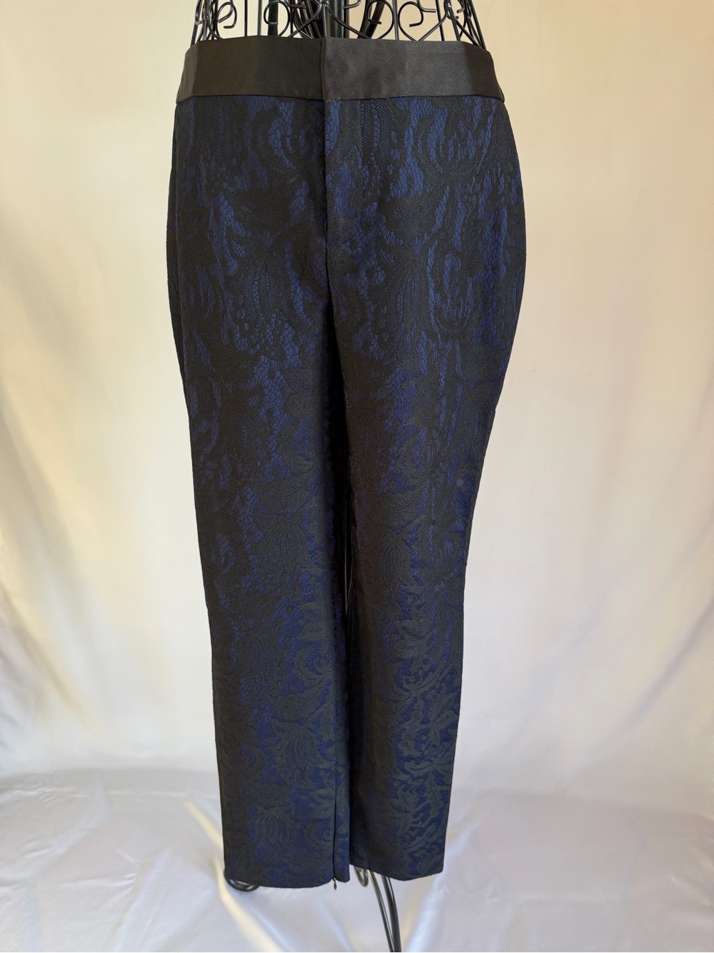 Black Label Black & Navy Textured Jacquard Women’s Dress Pants